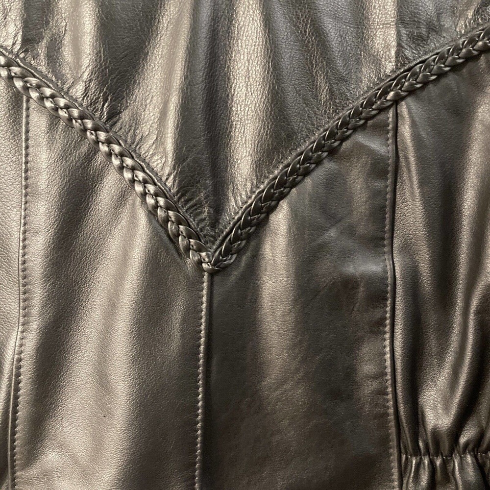 Protech Womens Leather Apparel Black Motorcycle Jacket Size S/M - Picture 5 of 12
